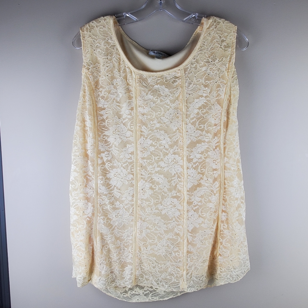Dressbarn Yellow Lace Sleeveless Top - Size 2X